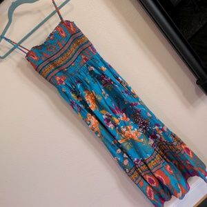 Anthropologie print smocked maxi dress